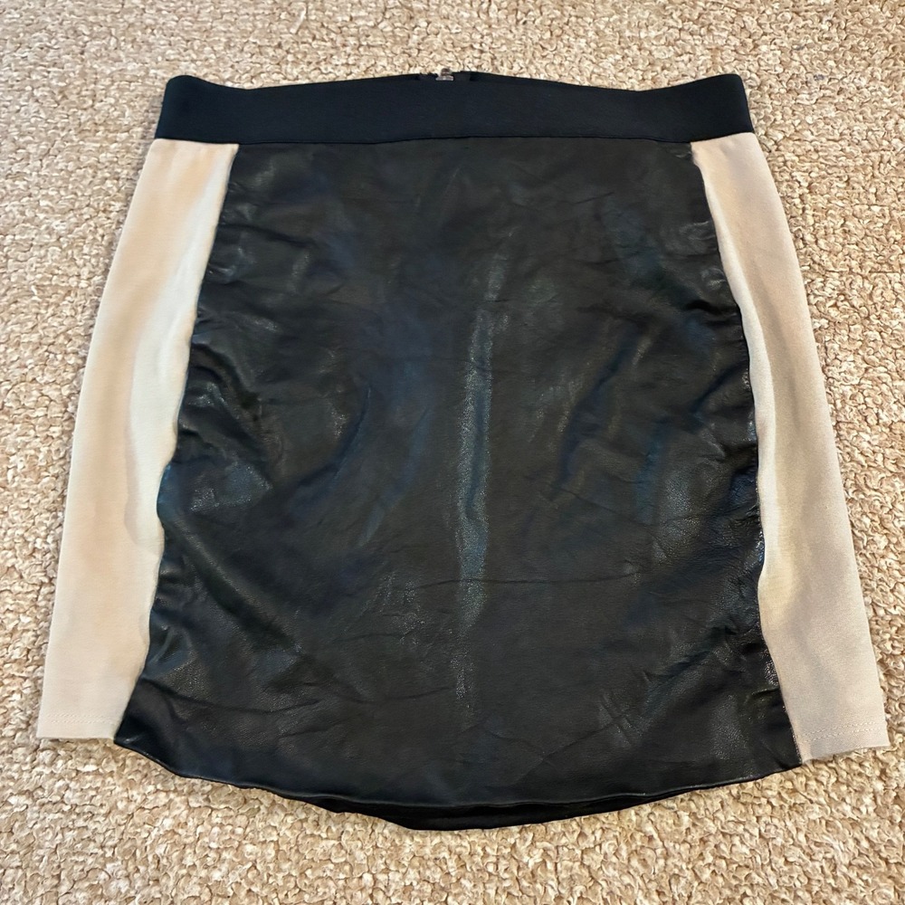 Mason Michelle Mason Lambskin Leather Mini Skirt Colorblock Zip Back Women's 8